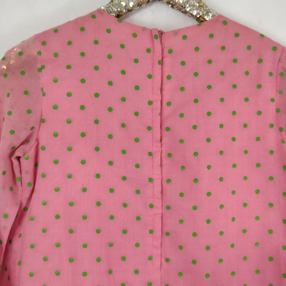 Vintage 60s Homemade Weekend Pink Watermelon Polka Dot Mini Dress Mod Go Go - Picture 6 of 9
